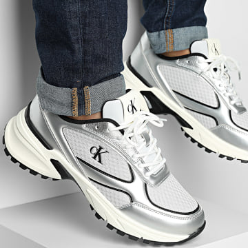 Calvin Klein - Sneaker Hike Runner Laceup Mesh Mix 1402 Silver Black Marshmallow