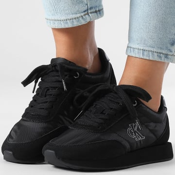 Calvin Klein - Zapatillas Mujer Retro Runner Essential Mix Mat 1990 Triple Black