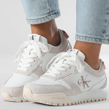 Calvin Klein - Zapatillas Mujer Toothy Runner Laceup Mix 2052 White Ancient White
