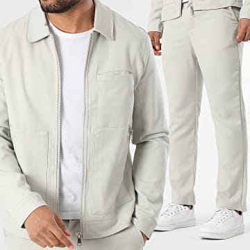 Frilivin - Conjunto chaqueta con cremallera y pantalón C49 Beige