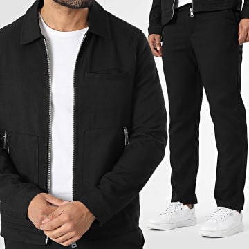 Frilivin - Conjunto chaqueta con cremallera y pantalón C49 Negro