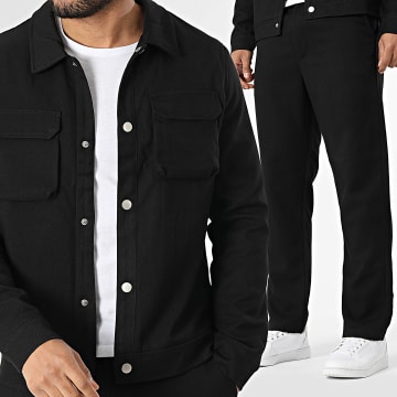 Frilivin - Conjunto Chaqueta Botonada y Pantalón E51 Negro