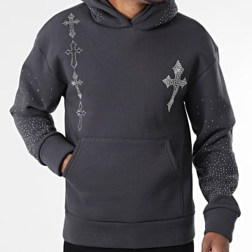 Frilivin - Sudadera con capucha y strass 337 Gris Antracita
