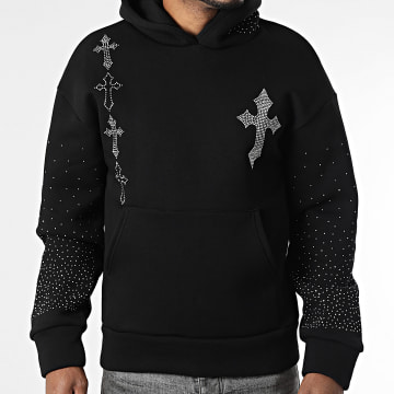 Frilivin - Sudadera con capucha y strass 337 Negro