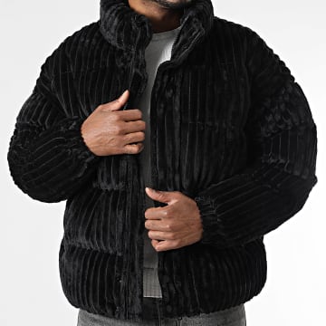 Frilivin - Plumífero con capucha de piel sintética S46 Negro