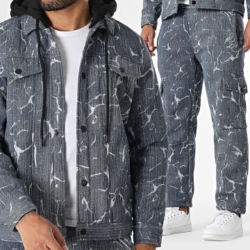 MTX - Set Kapuzenjacke mit Knopf und Cargohose 360 Marineblau