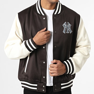 New Era - Chaqueta Teddy MLB NY Yankees 60758727 Marrón Oscuro Beige Claro