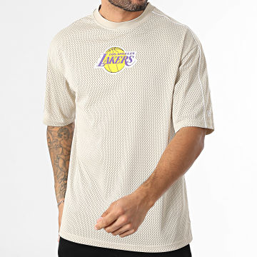 New Era - Tee Shirt Oversize NBA Piping Mesh LA Lakers 60758771 Beige