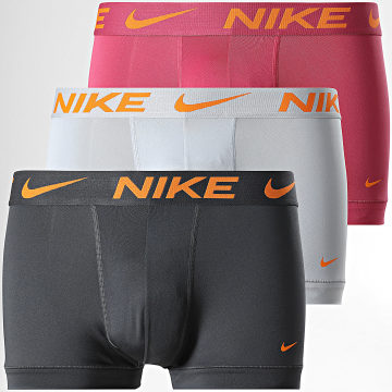 Nike - Lot De 3 Boxers Essential Micro KE1156 Gris Anthracite Bordeaux Gris Orange