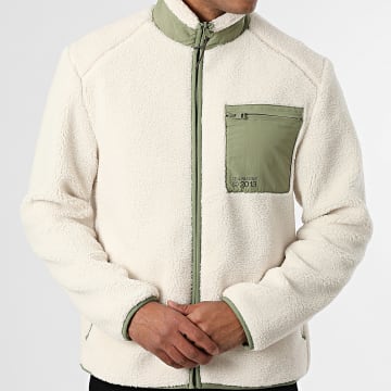 Only And Sons - Chaqueta Sherpa Con Cremallera Dallas Beige Claro Verde Oliva