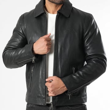 Redskins - Chaqueta de Cuero Rider Road Negra