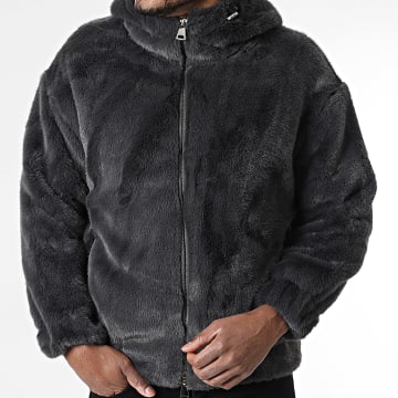 Uniplay - Chaqueta de Piel con Capucha Zippée 011 Gris Antracita
