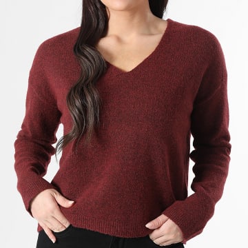 Vero Moda - Jersey Escote en V Mujer Besti Burdeos