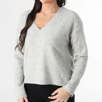 Vero Moda - Pull Col V Femme Besti Gris Chiné