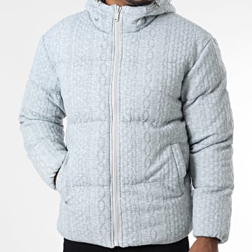 Frilivin - Plumífero con capucha texturizado U48 Gris Jaspeado