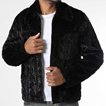 Frilivin - Chaqueta de piel sintética con cremallera S38 Negro