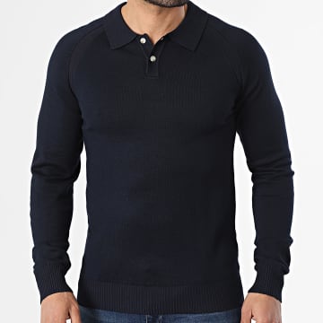 Frilivin - Jersey Cuello Abotonado 648 Azul Marino