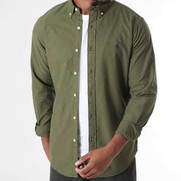 Polo Ralph Lauren - Chemise Manches Longues Slim Fit Original Player Vert Kaki