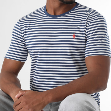 Polo Ralph Lauren - Tee Shirt A Rayures Original Player Bleu Marine Blanc