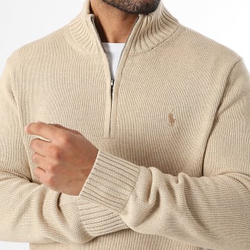 Polo Ralph Lauren - Pull Col Zippé Original Player Beige
