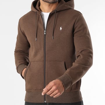 Polo Ralph Lauren - Felpa Zippata con Cappuccio Original Player Marrone Mélange