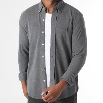Polo Ralph Lauren - Chemise Manches Longues Original Player Gris Anthracite Chiné