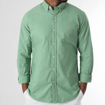 Polo Ralph Lauren - Camicia a Maniche Lunghe Custom Fit Original Player Verde