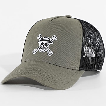 One Piece - Casquette Trucker Mugiwara Vert Kaki Noir