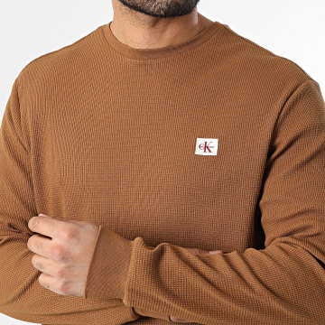 Calvin Klein - Felpa girocollo Waffle EM217 Cammello