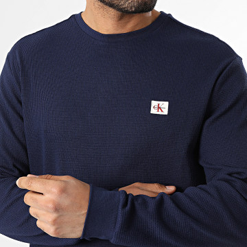 Calvin Klein - Felpa girocollo Waffle EM217 Blu Marino