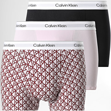 Calvin Klein - Pack de 3 bóxer 4476 Negro Rosa Burdeos