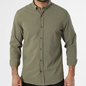 Classic Series - Chemise Manches Longues Texturée A Rayures 007 Vert Kaki