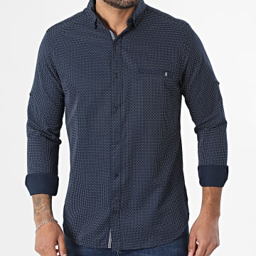 Classic Series - Camisa de Manga Larga 104 Azul Marino Blanco