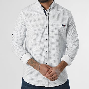 Classic Series - Chemise Manches Longues 108 Blanc Bleu Marine