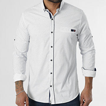 Classic Series - Chemise Manches Longues 107 Blanc Bleu Marine