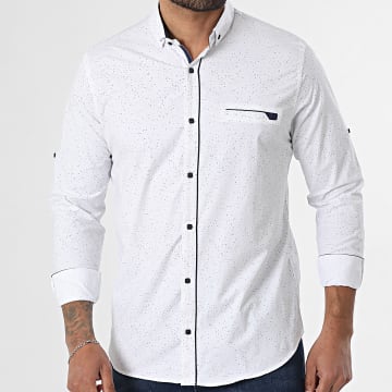 Classic Series - Chemise Manches Longues 102 Blanc Bleu Marine
