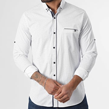 Classic Series - Chemise Manches Longues 103 Blanc Bleu Marine