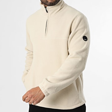 Jack And Jones - Sweat Polaire Col Zippé Point Fleece Beige