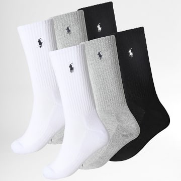 Polo Ralph Lauren - Pack de 6 Pares de Calcetines Original Player Blanco Gris Negro