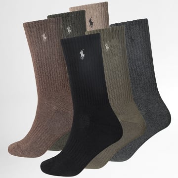 Polo Ralph Lauren - Pack de 6 Pares de Calcetines Original Player Beige Marrón Verde Kaki Gris Negro