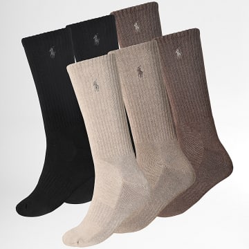Polo Ralph Lauren - Pack de 6 Pares de Calcetines Original Player Beige Marrón Negro