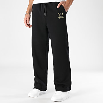 One Piece - Pantalón Jogging Amplio Mugiwara Patch Negro Dorado