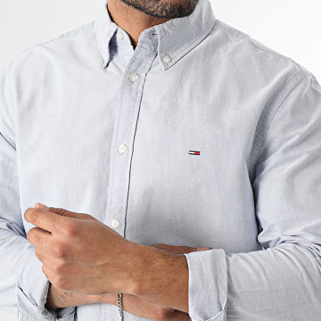 Tommy Jeans - Camisa de Manga Larga Regular Fit Oxford 2836 Azul Claro Jaspeado