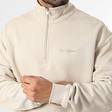 Tommy Jeans - Sudadera Cuello Alto Con Cremallera Acanalada 90s Script 2362 Beige