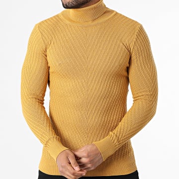 Classic Series - Pull Texturé Col Roulé 777 Jaune Moutarde
