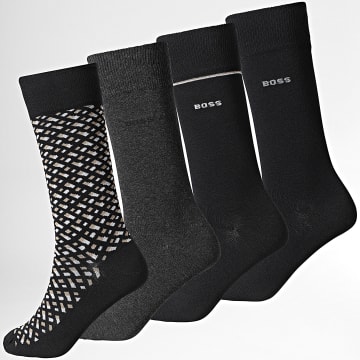 BOSS - Lot De 4 Paires De Chaussettes Gift Monogram 50524322 Noir Gris Blanc Beige