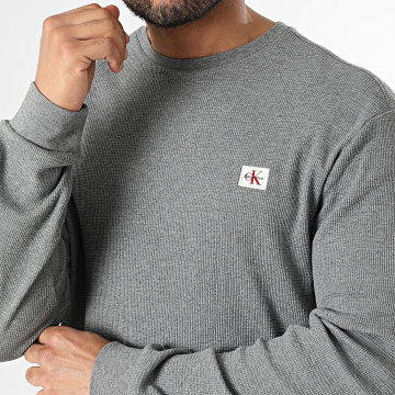 Calvin Klein - Felpa Crewneck Waffle EM217 Grigio Mélange