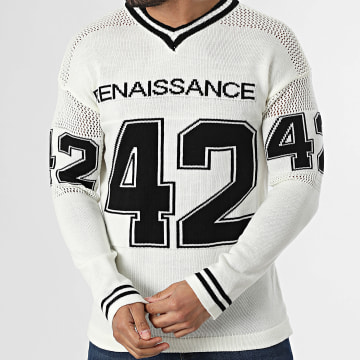 Ikao - Jersey con Cuello V Calado 006 Beige Claro Negro