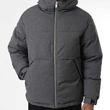 Jack And Jones - Plumífero con capucha Lennox Gris Antracita Jaspeado