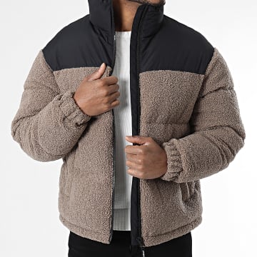 Jack And Jones - Plumífero con capucha Flare Teddy Negro Beige